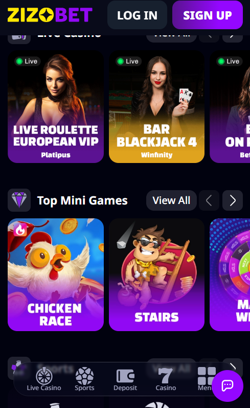 Zizobet Casino mobile